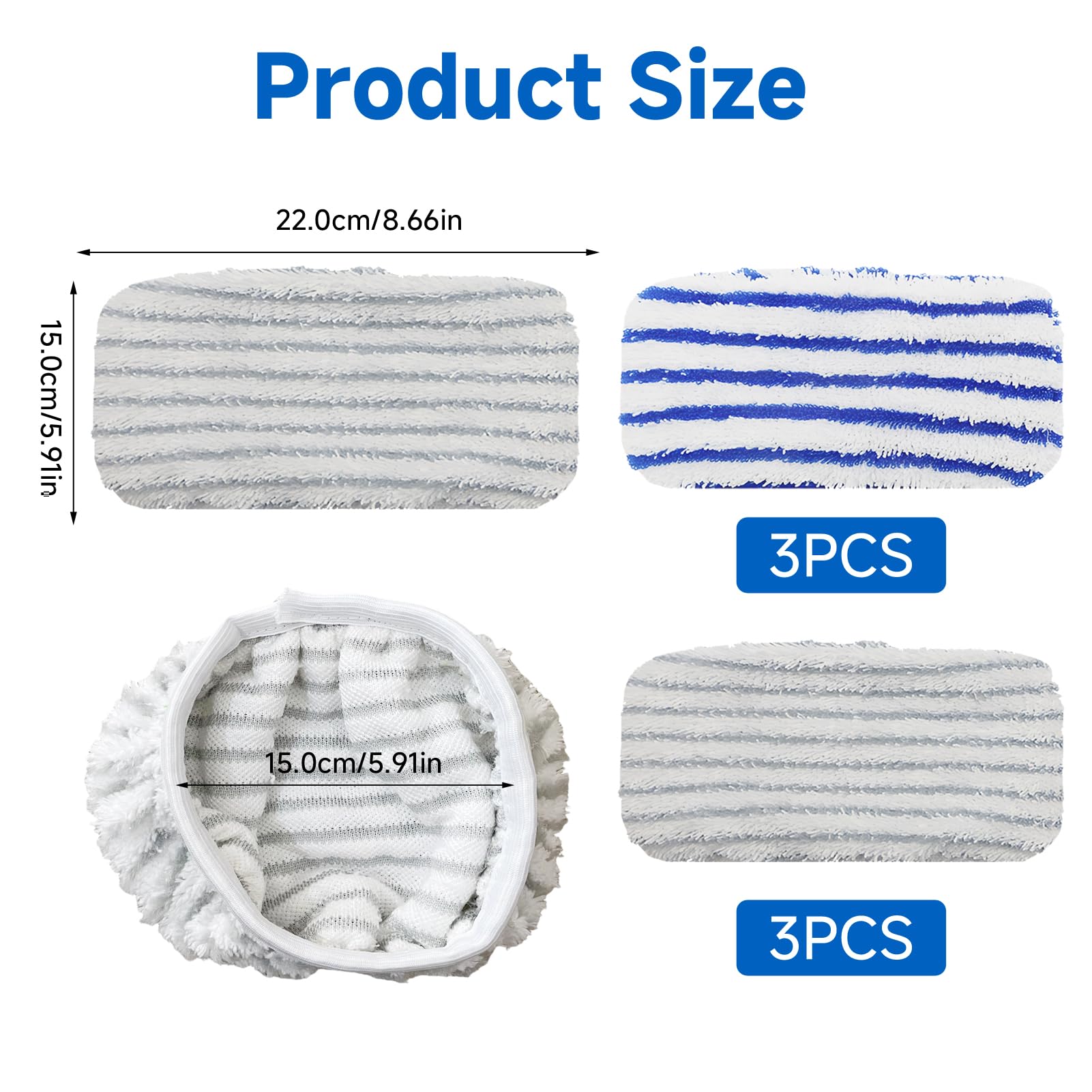 6 pezzi Clean and Steam Lingette, Clean and Steam Accessori, Serpillere Scopa Vapore compatibile con Rowenta Clean & Steam ZR850002 ZR005801 ZR005804 RY7xxx RY8xxx (grigio e blu)