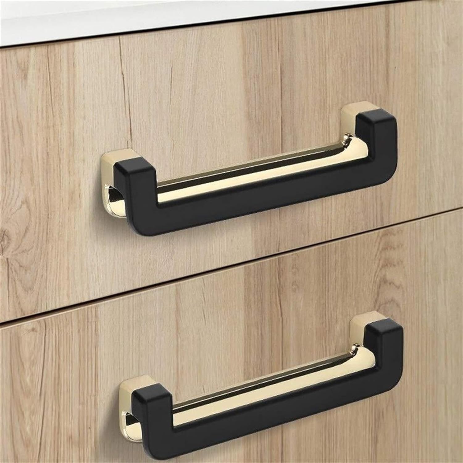 Cabinet Pulls Modern Wardrobe Kitchen Bathroom Drawer Pulls Cabinet Furniture Handles Hardware 110mm Overall Length Zinc Alloy(Color:Black)