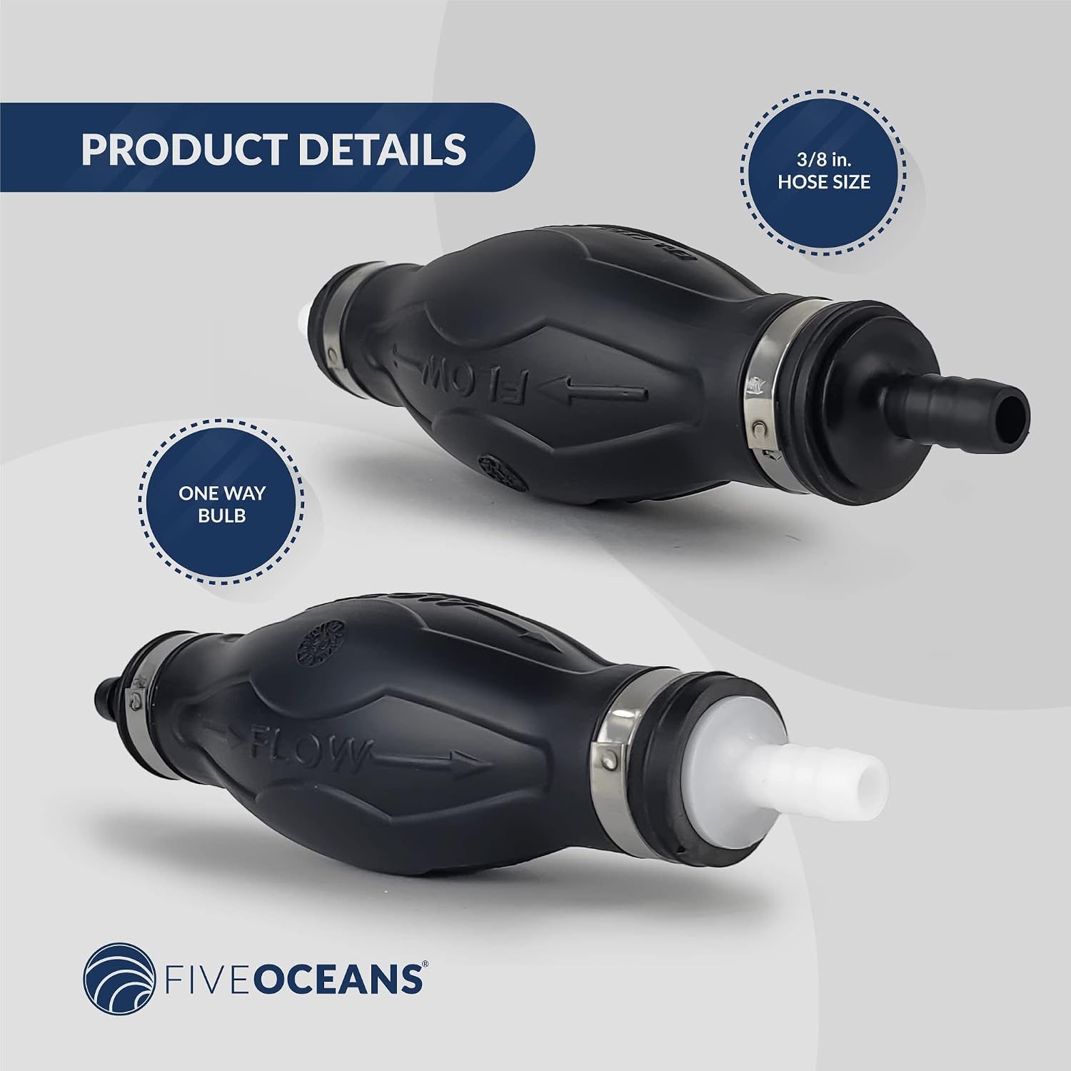 Five Oceans EPA One Way Valve Large Primer Fuel Bulb, 3/8” Hose FO-2877