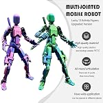T13 Action Figure Set (Assembly Completed), 3D Printed Multi-Jointed, Titan 13 Action Figures, Multi-Articular Lucky Mobile Robot Nova T-13,Desktop Decorations for Game Lovers Toys (Green Purple)