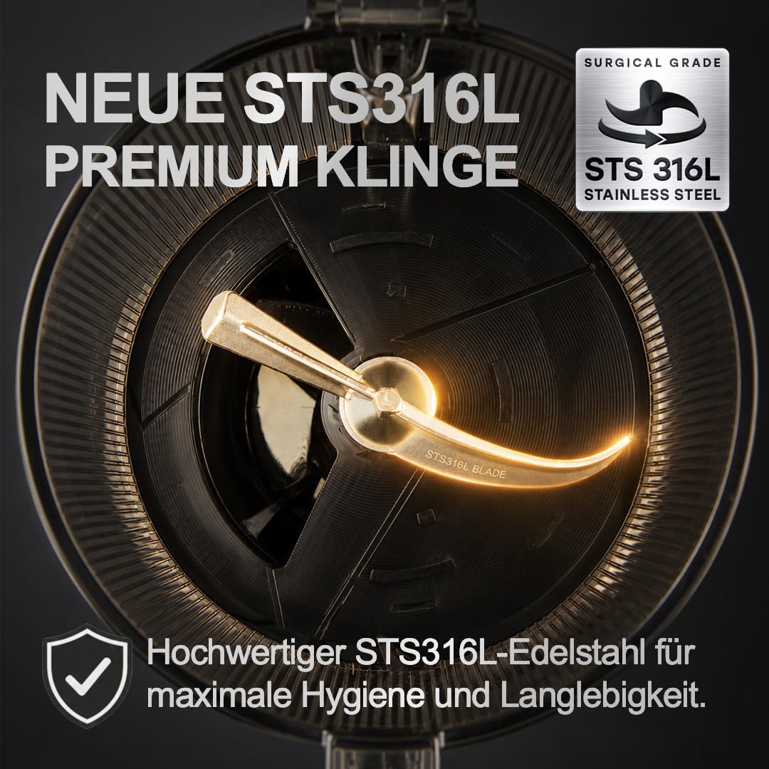 Kuvings AUTO10S Entsafter – Pflegeleichter Slow Juicer mit 3L Fassungsvermögen und 200W Motor ideal für Obst, Gemüse und Smoothies. (Matt Black) KHS-2571