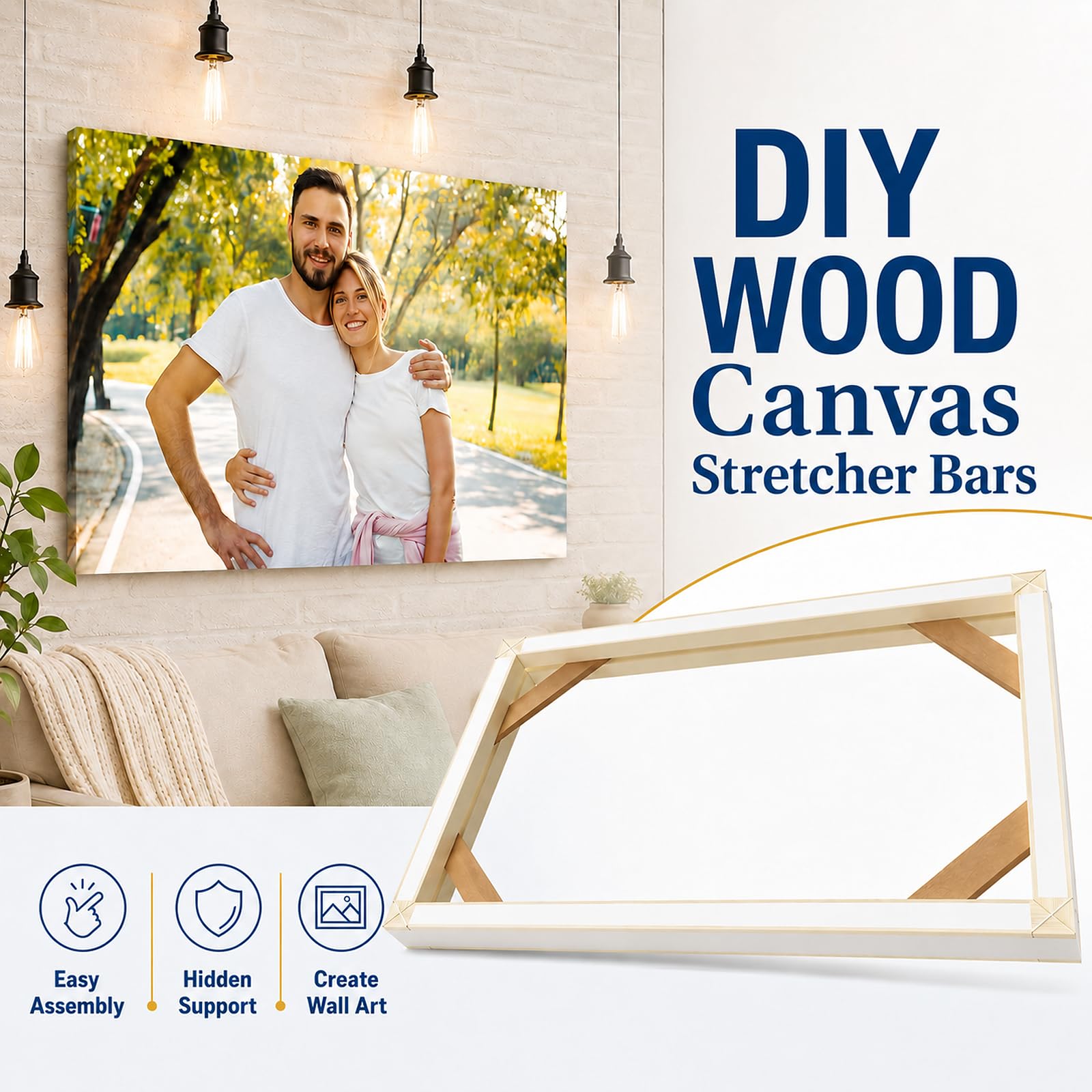 DIY Barras de madera para lienzo de madera maciza Kit de marco de lona fácil de montar para abrigo de galería pintura al óleo carteles arte de pared Kit de marco de madera personalizado
