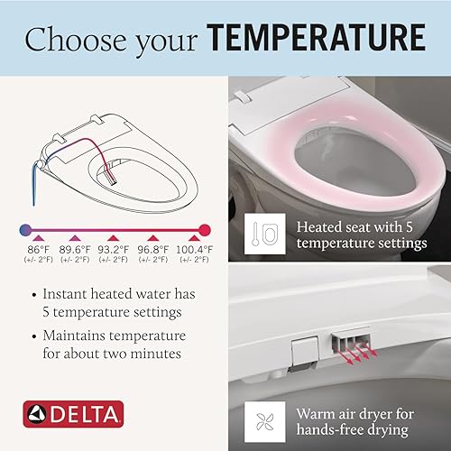 Miniatura 10 de Delta Faucet - Faucet Refresh 833004-WH - Asiento de inodoro alargado de bidé, accesorio de bidé e inodoro, para asiento de inodoro alargado,