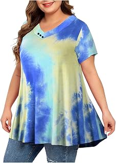 Women's Summer T-Shirt Print Summer Tunic Tops Ladies Pirnt V-Neck T Shirt Loose T-Shirt Top V Neck Summer Tops Fashion Graphic Shirt Short Sleeve Tops for Ladies