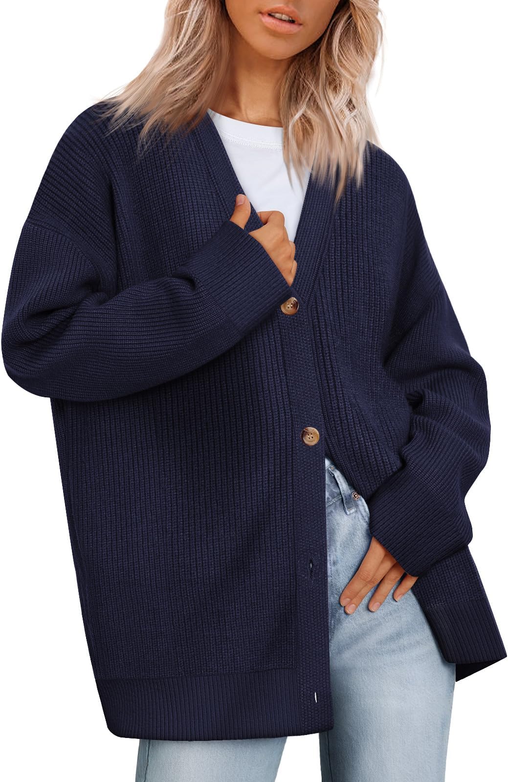 EFAN Women's Cardigan 2023 Open Front Oversized Button Lightweight Sweaters V Neck Loose Cardigans Knit Outwear