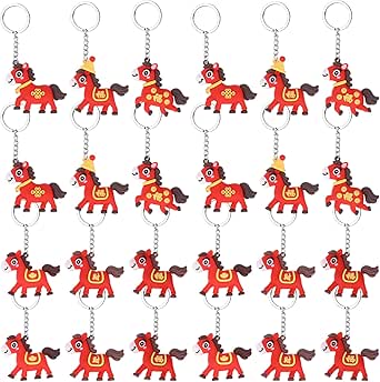 Amazon.com: Zoketriton 24 Pcs Chinese New Year Horse Keychain, Fortune ...
