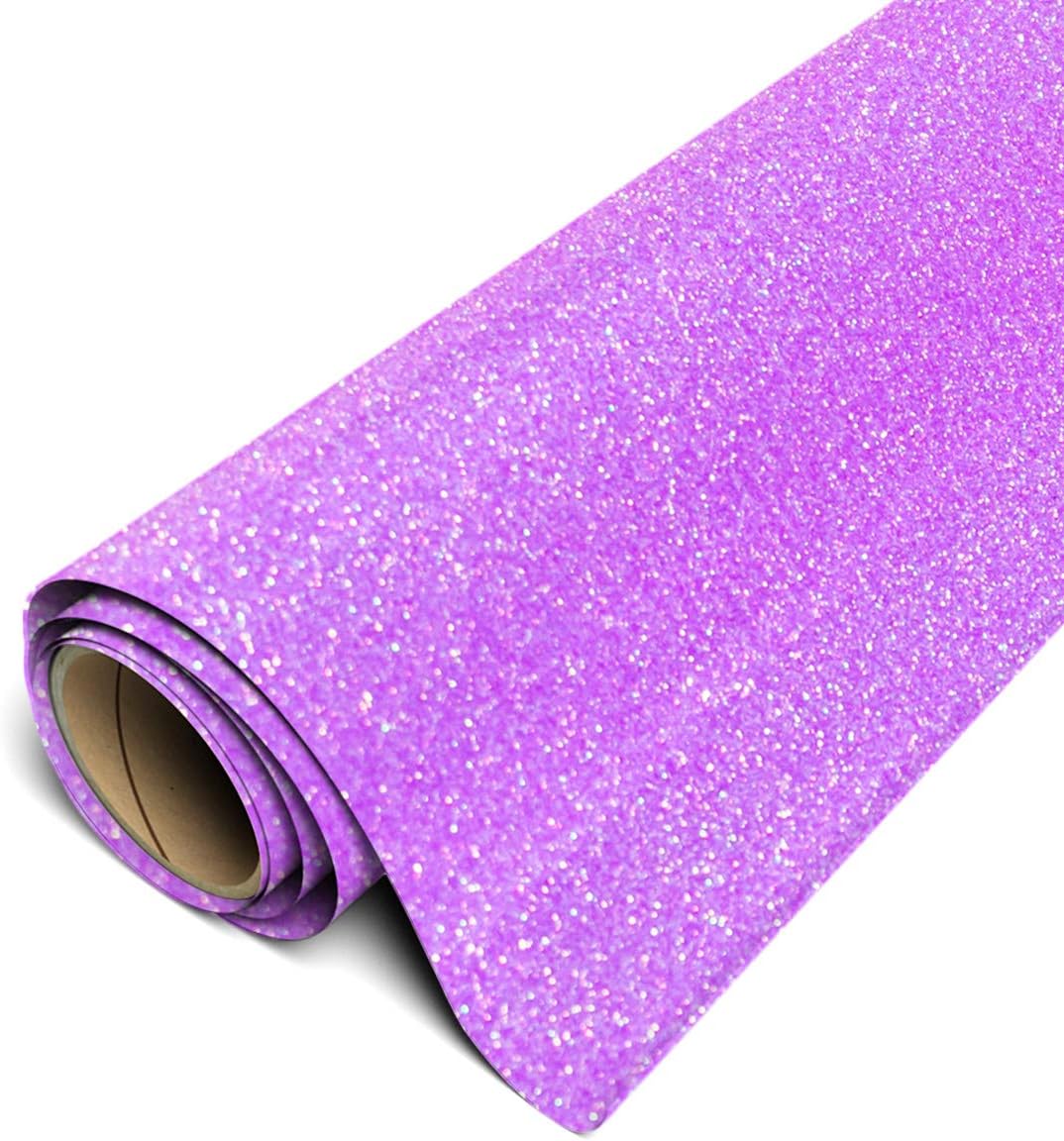 Siser Glitter HTV 20" x 5ft Roll - Iron on Heat Transfer Vinyl (Neon Purple)