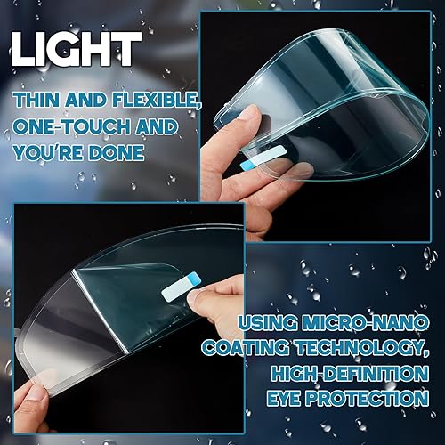 Miniatura 4 de Kingdder Paquete de 10 Películas Antivaho para Visera de Casco de Motocicleta, Máscara de Casco Antivaho Visera Transparente, Protector Facial de