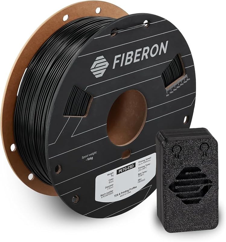Polymaker Fiberon PETG-ESD Filament Black 1.75mm 1KG | Electrostatic-Dissipative Parts, Tough Rigid PETG, 3D Printer Filament for Electronics Industry, Dimensional Stability
