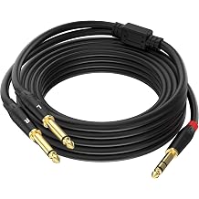1/4" TRS Stereo Y Splitter Insert Cable Gold Plated Audio Wave Series 6.35mm 1/4" TRS Male to Dual 6.35mm 1/4" TS Male Mono Breakout Cable Audio Cord 20ft