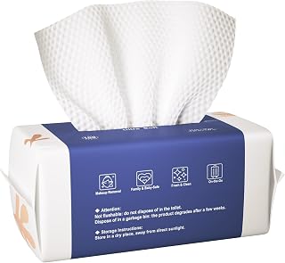 Ourmed Life Disposable Biodegradable Face Towels for Sensitive Skin - Lint-Free Dot Texture, 100 Count Makeup Remover Wipes