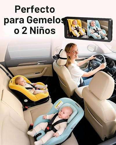 Miniatura 2 de Rohent Cámara dual para automóvil de bebé para 2 niños: pantalla dividida HD de 6.9 pulgadas con brillo automático Cámara de asiento trasero