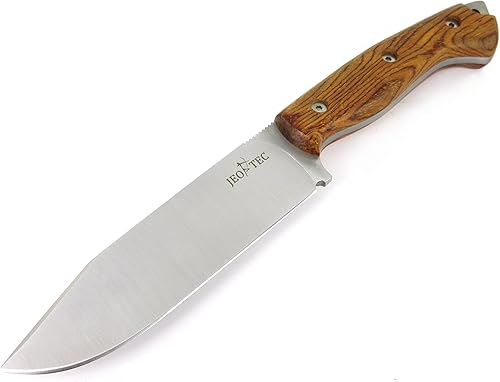 Miniatura 2 de JEO-TEC N37 Bushcraft - Cuchillo de caza de supervivencia para campamento, acero inoxidable, Mova 58, funda de cuero multiposicionado, hecho a mano