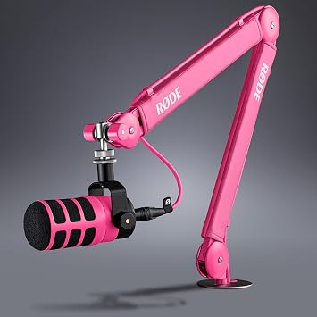 Rode PSA1+ Desk-Mounted Broadcast Microphone Boom Arm (Pink) with Pink Premium XLR Cable (3m)