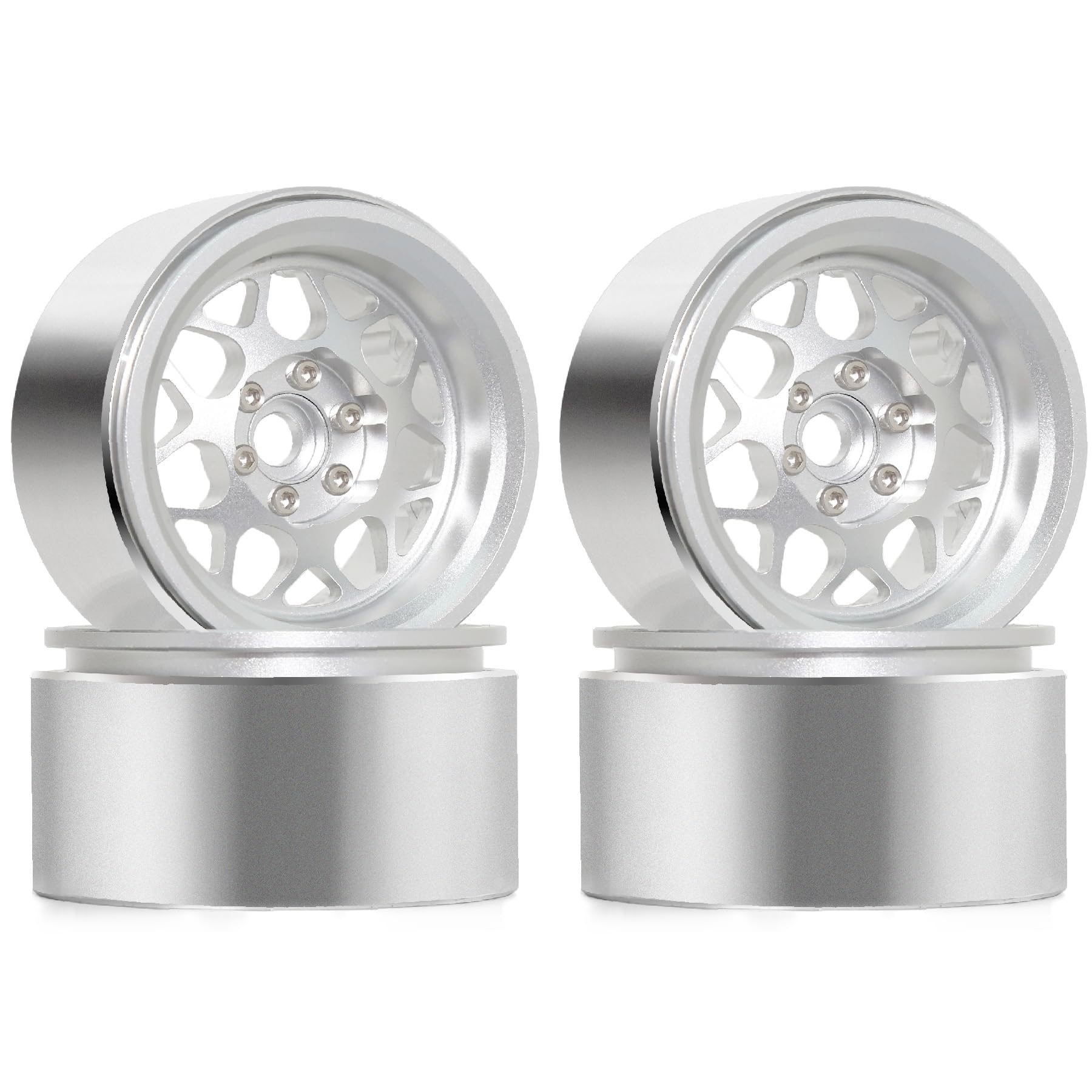 REDSPIDER 2.2 Beadlock Wheels?4PCS? Aluminum 2.2 Wheels for 1/10 RC Rock Crawler Car Axial Wraith RR10 SCX10 II III 90046 TRX4 TRX6 YETI D90 CC01 RC Crawler Car Upgrade Parts (Silvery)