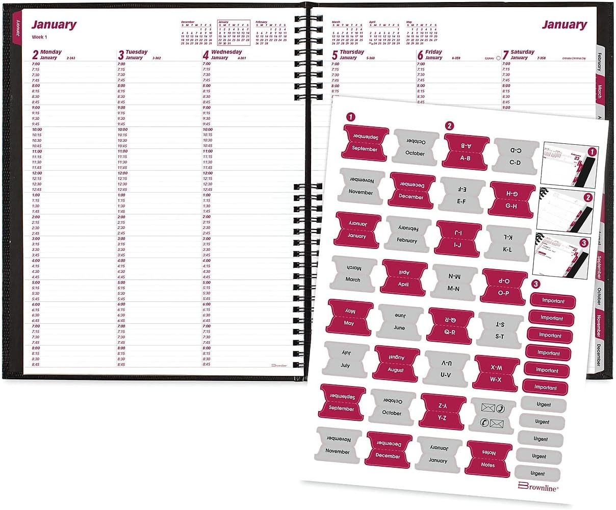 Brownline 2024 CoilPro Weekly Planner, Appointment Book, 12 Months, January to December, Twin-Wire Binding, 11" x 8.5", Black (CB950C.BLK-24)