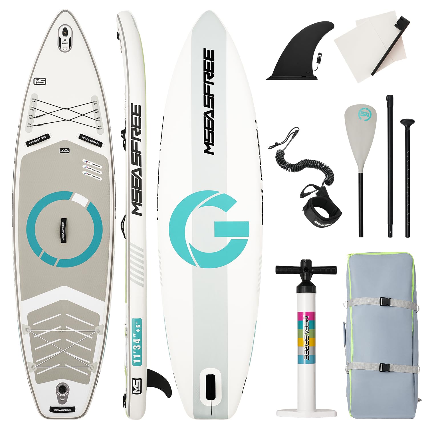 Campfun11'x34 x6 Inflatable Paddle Board, Stand Up Sup Board with Portable Premium Accessories Including Backpack, Adjustable Paddle, Fin, Leash, Pump, and Spinner for Adult