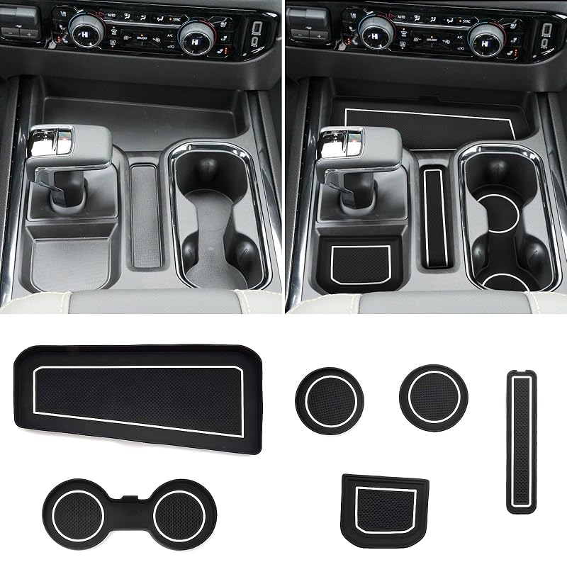Kit de Organizadores para Console WEIPIN em Silicone Branco, Compatível com Silverado e Sierra, 6 Peças