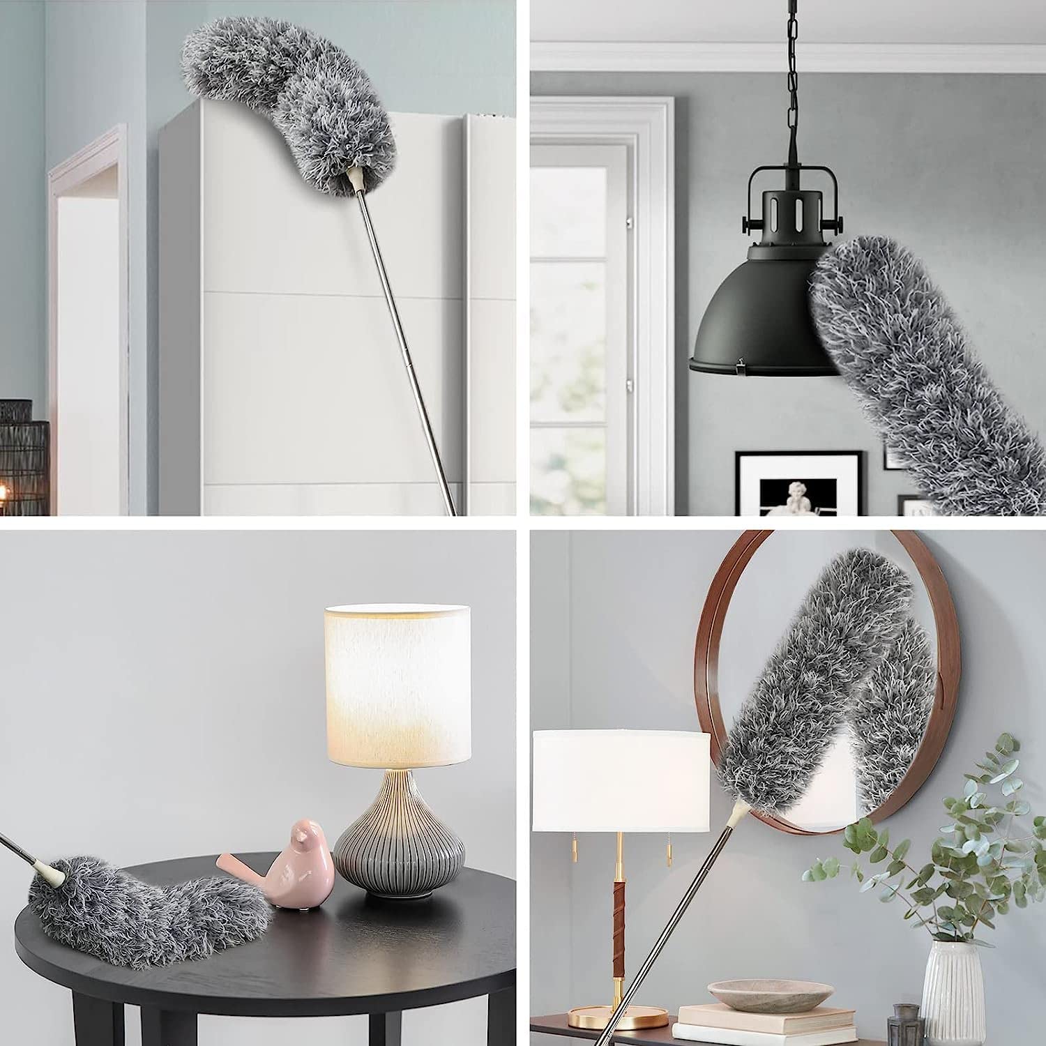 Kmils Feather Duster for Home Cleaning, Fan Cleaning Duster, Microfibre Duster for House Cleaning, Cleaning Duster with Long & Extendable Handle and Washable & Bendable Duster 4