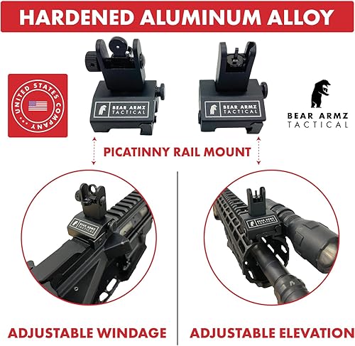 Miniatura 2 de Miras de Hierro Abatibles  Co-Witness  Con Resorte  Perfil Bajo  Miras de Hierro Delanteras y Traseras de Transición Rápida  Miras de Respaldo  BUIS