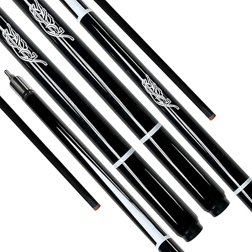 57 Inch Pool Cue -13mm Multi-Layer Leather Tip Billiard Stick with Quick Joint, Set of 2 Fiberglass Pool Cue, Moisture-Resistant Glossy Topcoat for Enthusiasts & Daily Practice