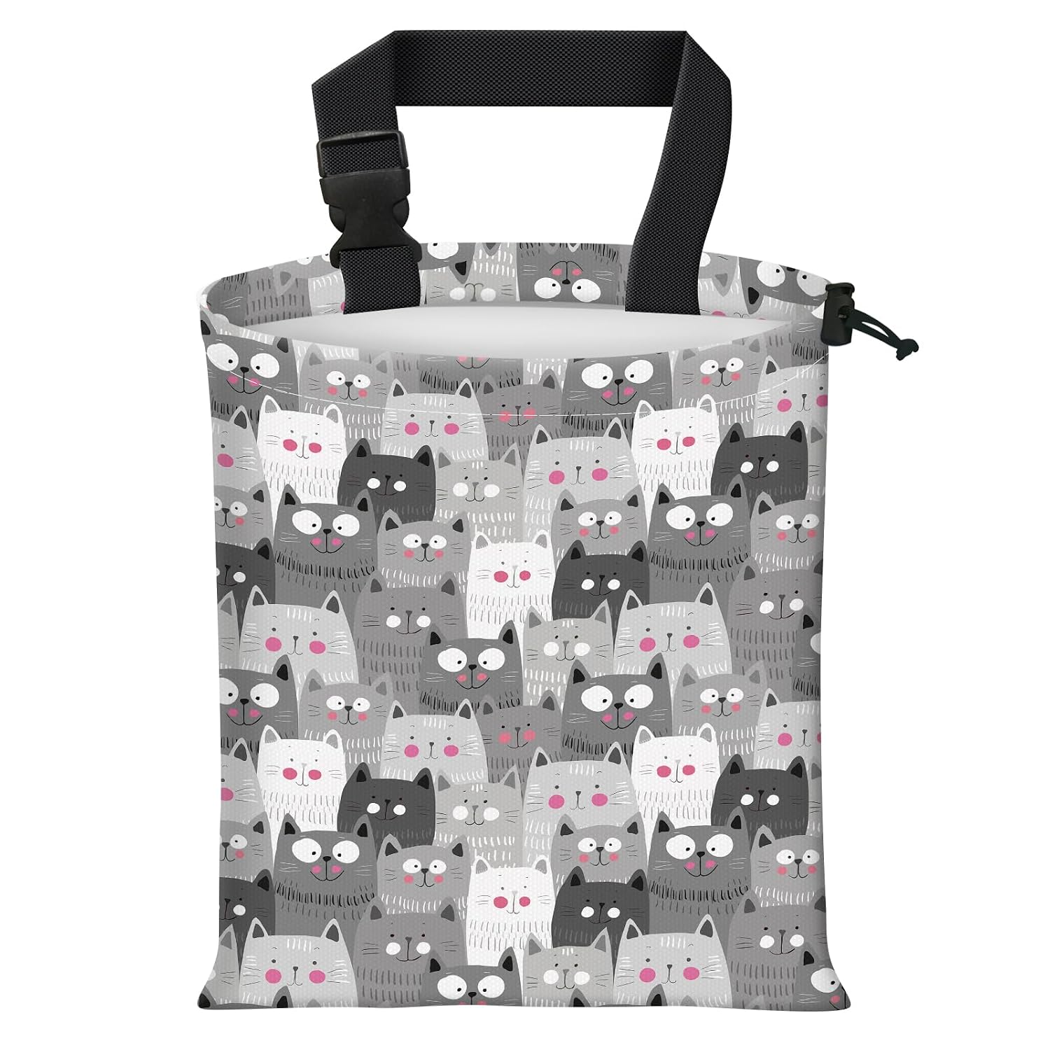 Car Trash Bag Large Hanging Can for Back of Seat, Cute Waterproof Car Garbage Bag for Vehicle, Travelling, Outdoor Cute Gray Cats