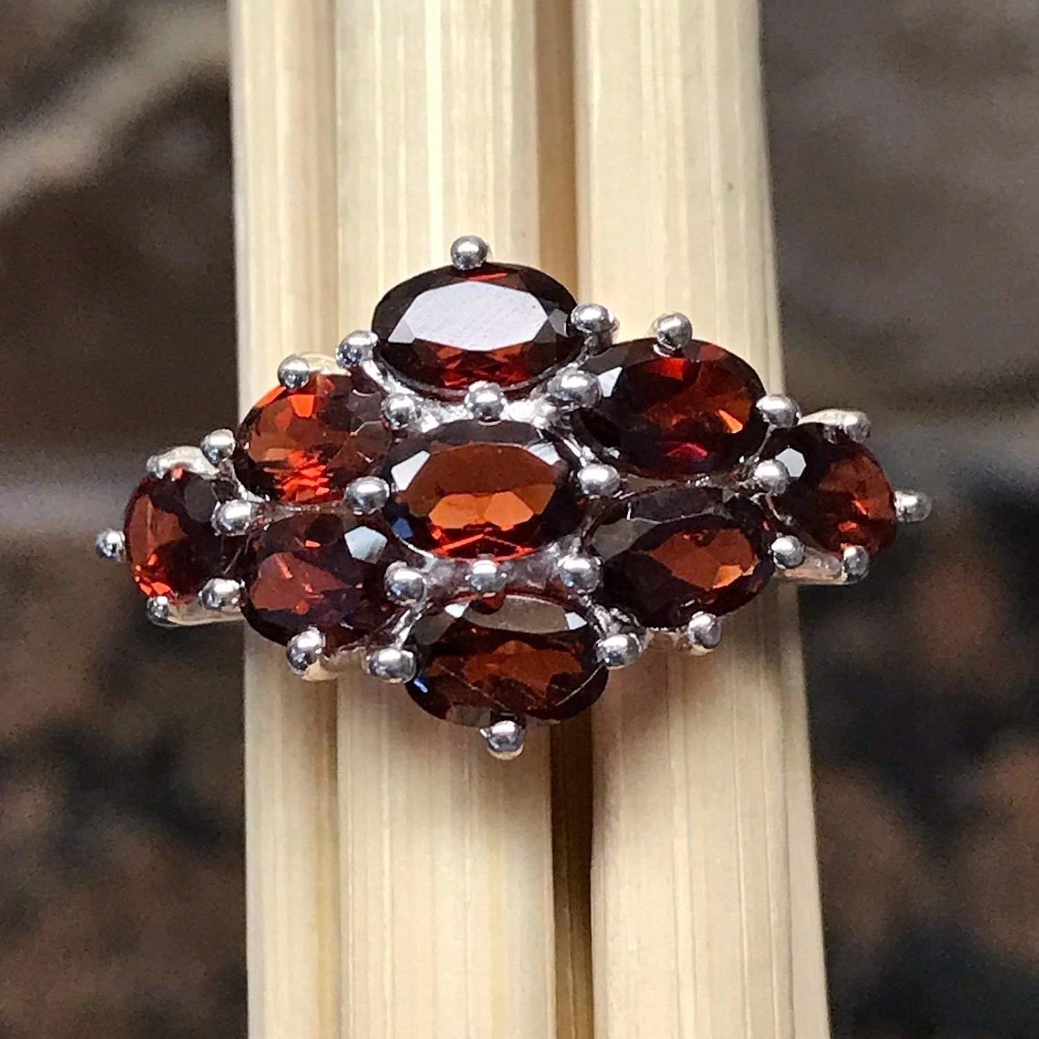 Natural 9ct Pyrope Garnet 925 Solid Sterling Silver Ring Size 5.75, 6, 6.25, 7, 8, 8.75, 9 - Image 6