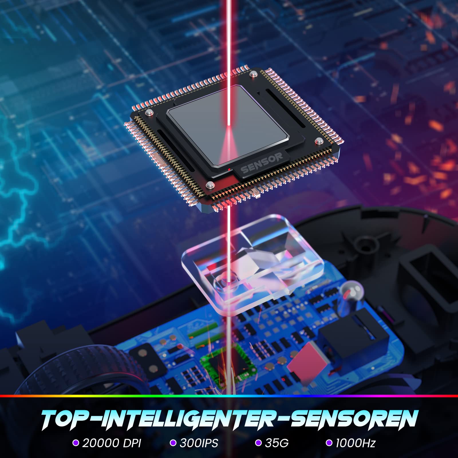 RisoPhy Kabellose Gaming-Maus mit magnetischer RGB-Ladestation, leichte Tri-Mode-Gaming-Maus, kabellos bis zu 20 KDPI, 300 IPS, 1000 Hz mit Chroma-RGB-Hintergrundbeleuchtung, Tasten vollständi