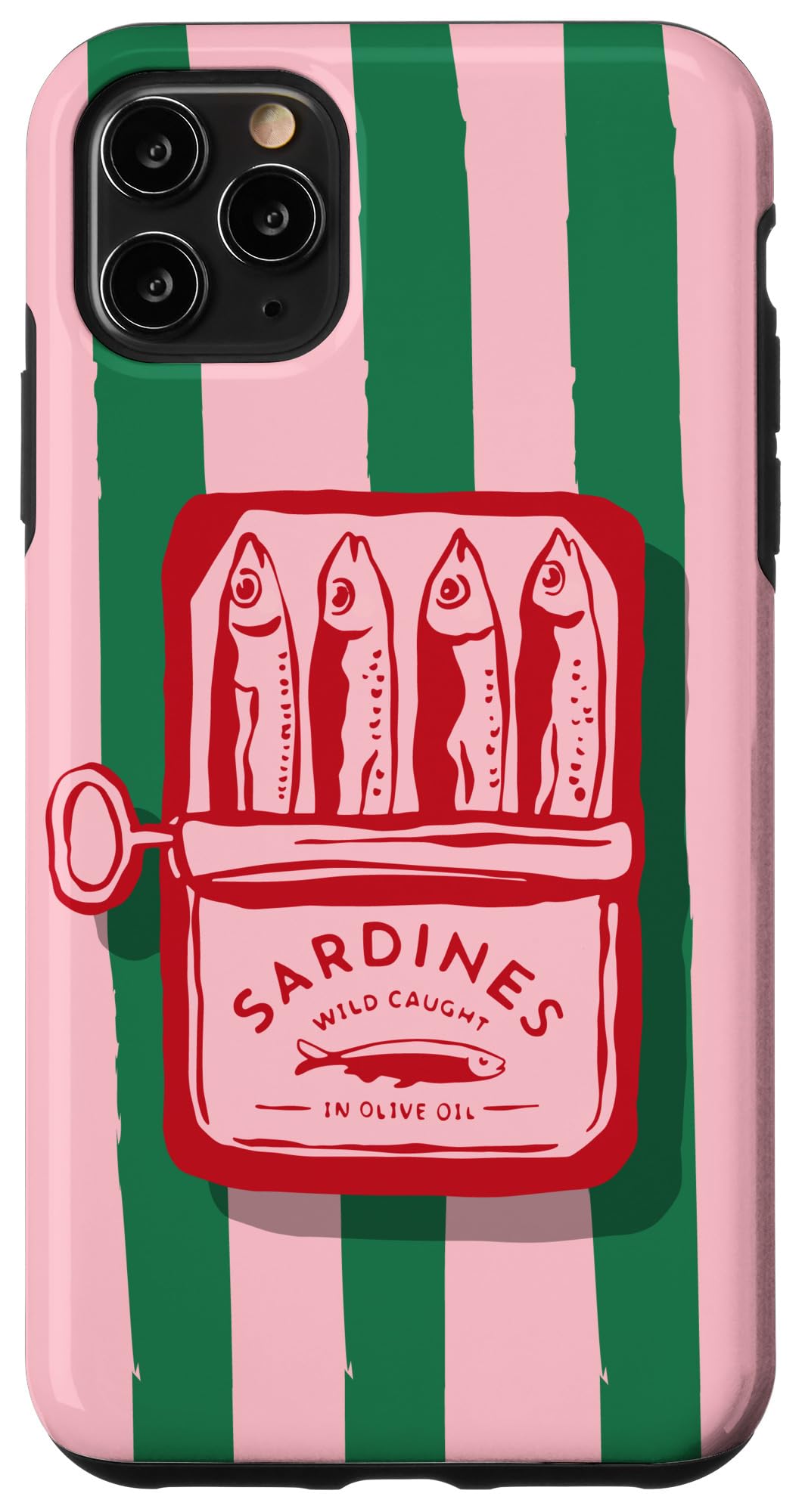 Pink Sardine Maximalist Vintage Food Stripes Aesthetic Cute Case for iPhone 11 Pro Max
