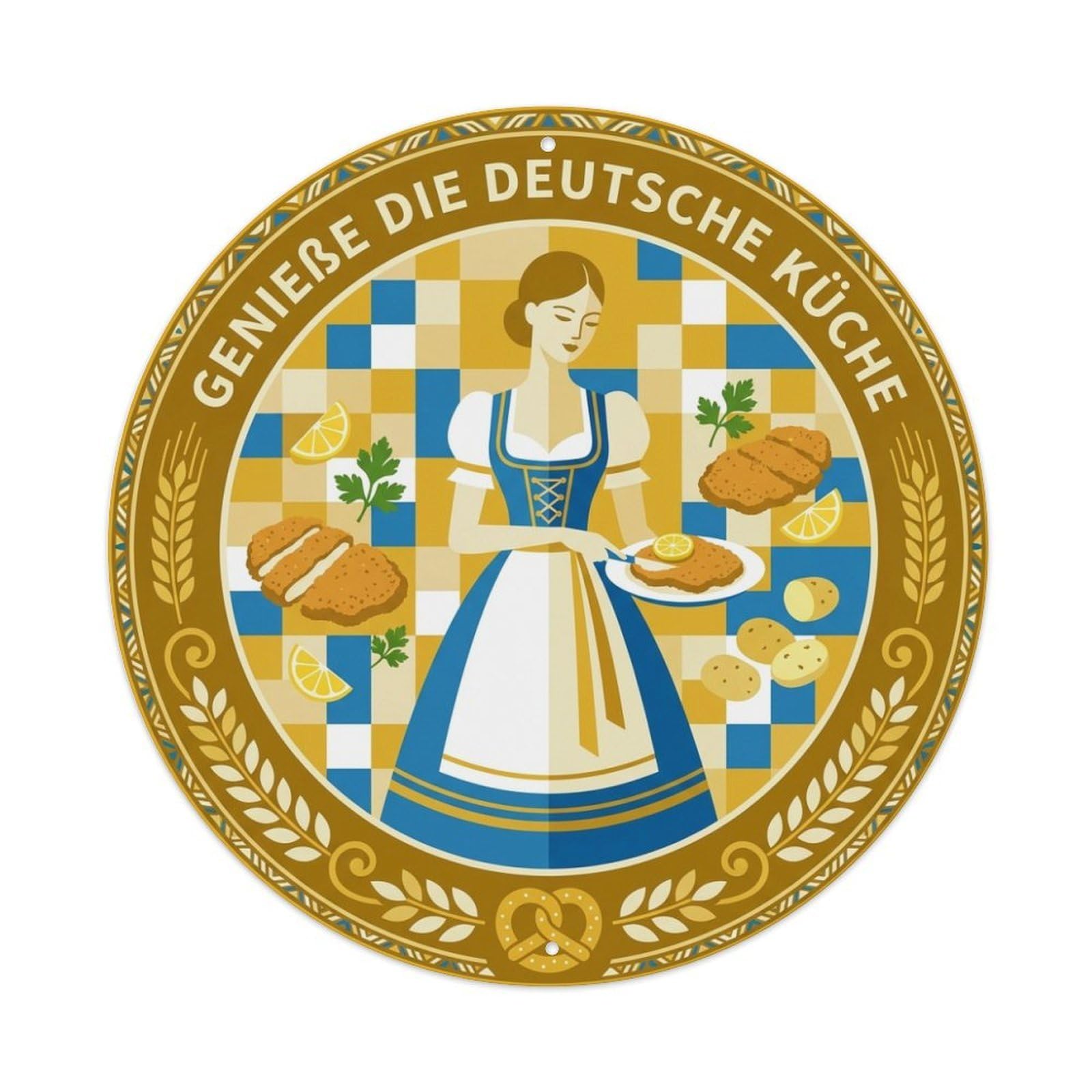 German Cuisine Schnitzel Travel Food Updated Style Metal Tin Sign