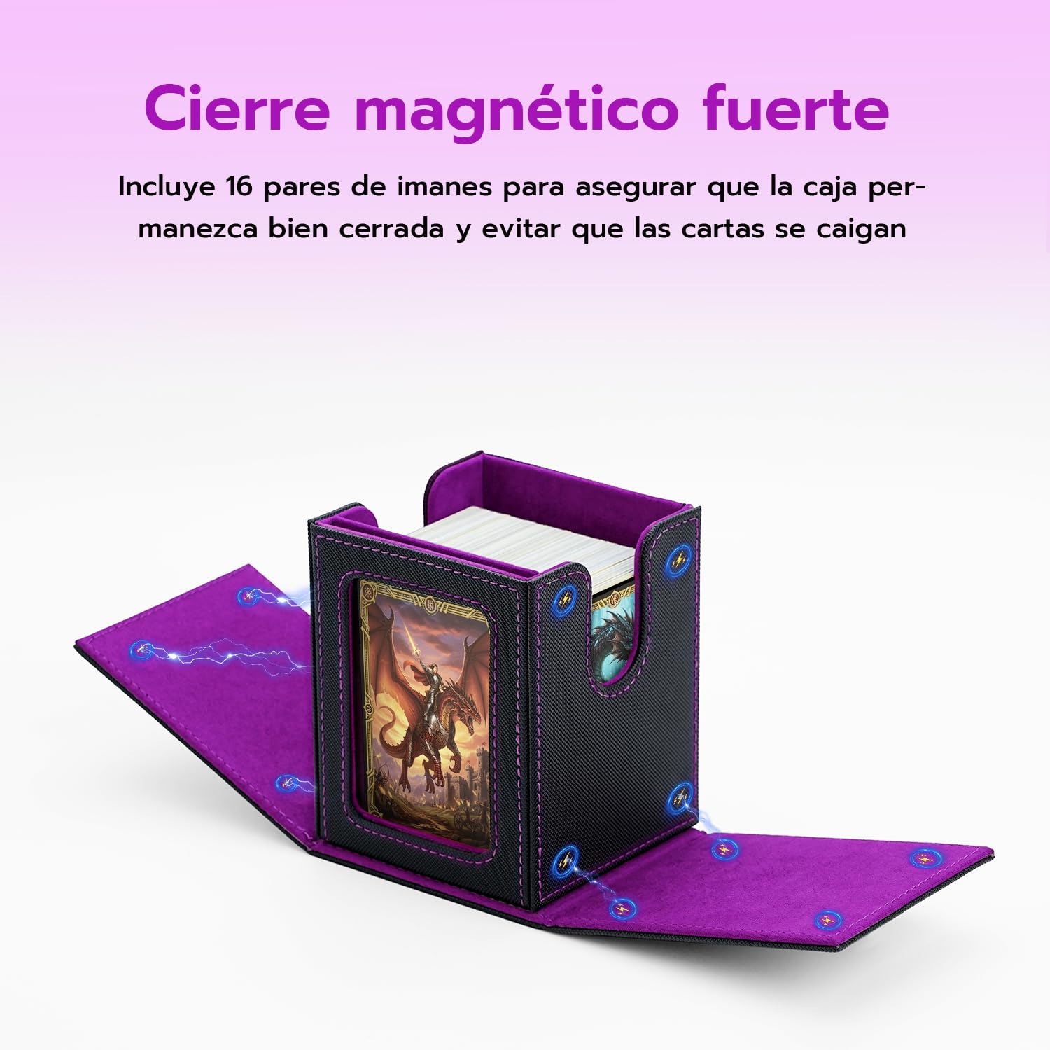 Caja Magnética Con Ventana Para Cartas MTG – Capacidad Para 100+ Tarjetas, Forro De Microfibra Y Cierre De Imanes