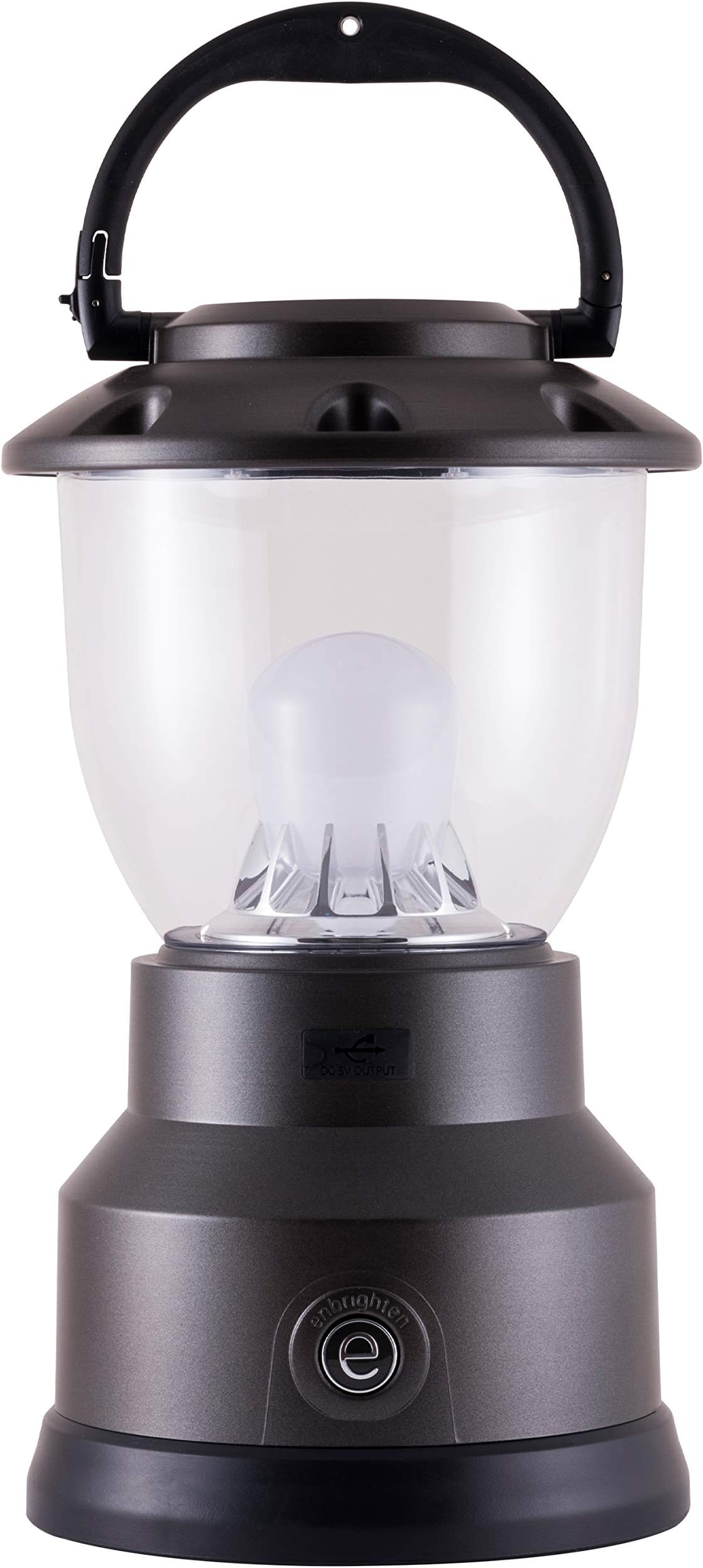 ENBRIGHTEN LED Camping Lantern, USB Charging, Battery Operated, 800 Lumens, Dimmable, 660 Hour Run Time, Hiking, Outdoors, Emergency, Storm, Hurricane, Blizzard, Gray, 40292