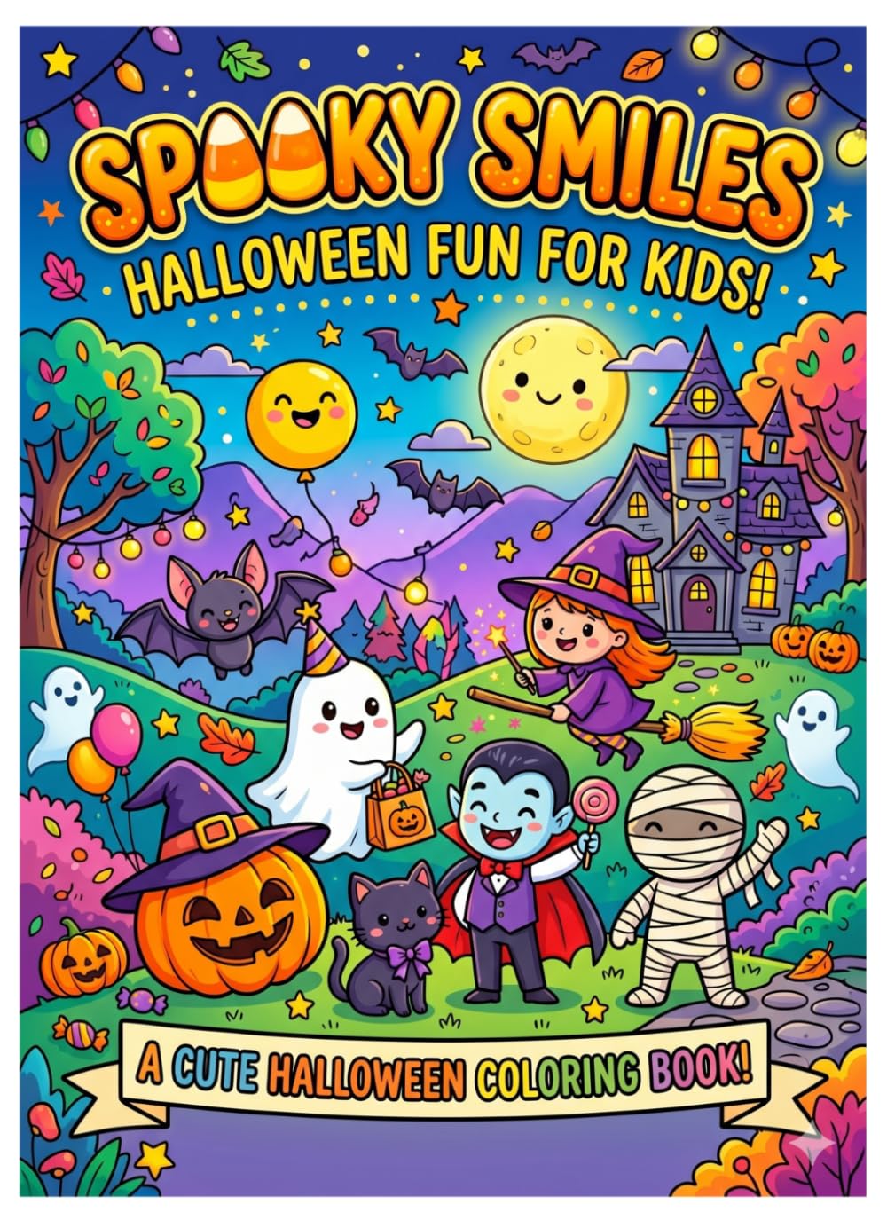 Spooky Smiles: Halloween Fun for Kids!: A Cute Halloween Coloring Book for Toddlers and Kids Ages 4-8, Featuring Sweet Ghosts, Friendly Vampires, Witches, and Pumpkins for Spooktacular Creativity
