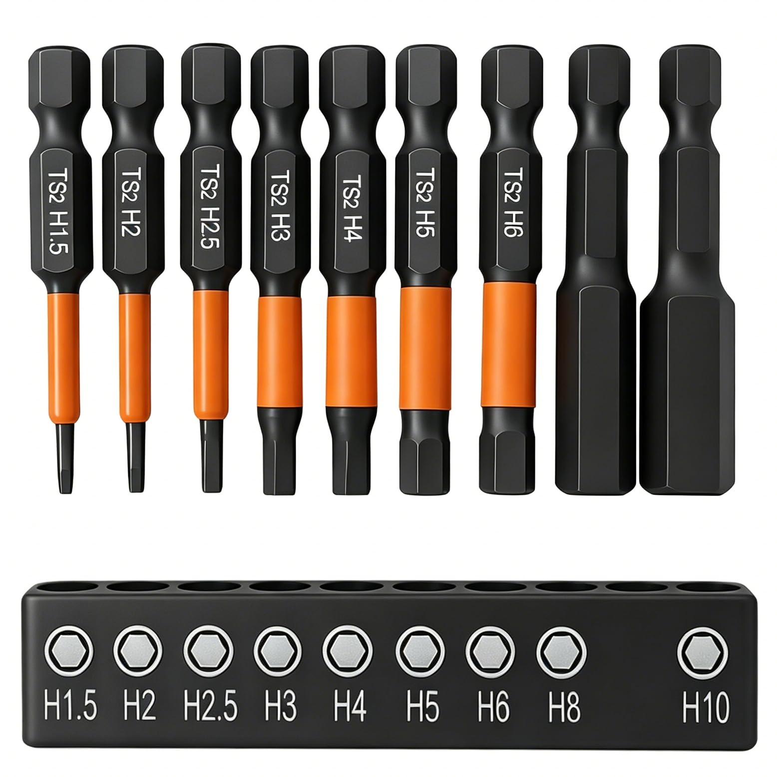 Embout Visseuse Hexagonale Longueur 50mm, Jeu de 9 Embout Allen Magnétiques H1.5-H10 1/4" en Acier S2 Hex Tige Tournevis Allen à Aimanté Choc pour Visseuse Électrique Perceuse Sans Fil et Tournevis