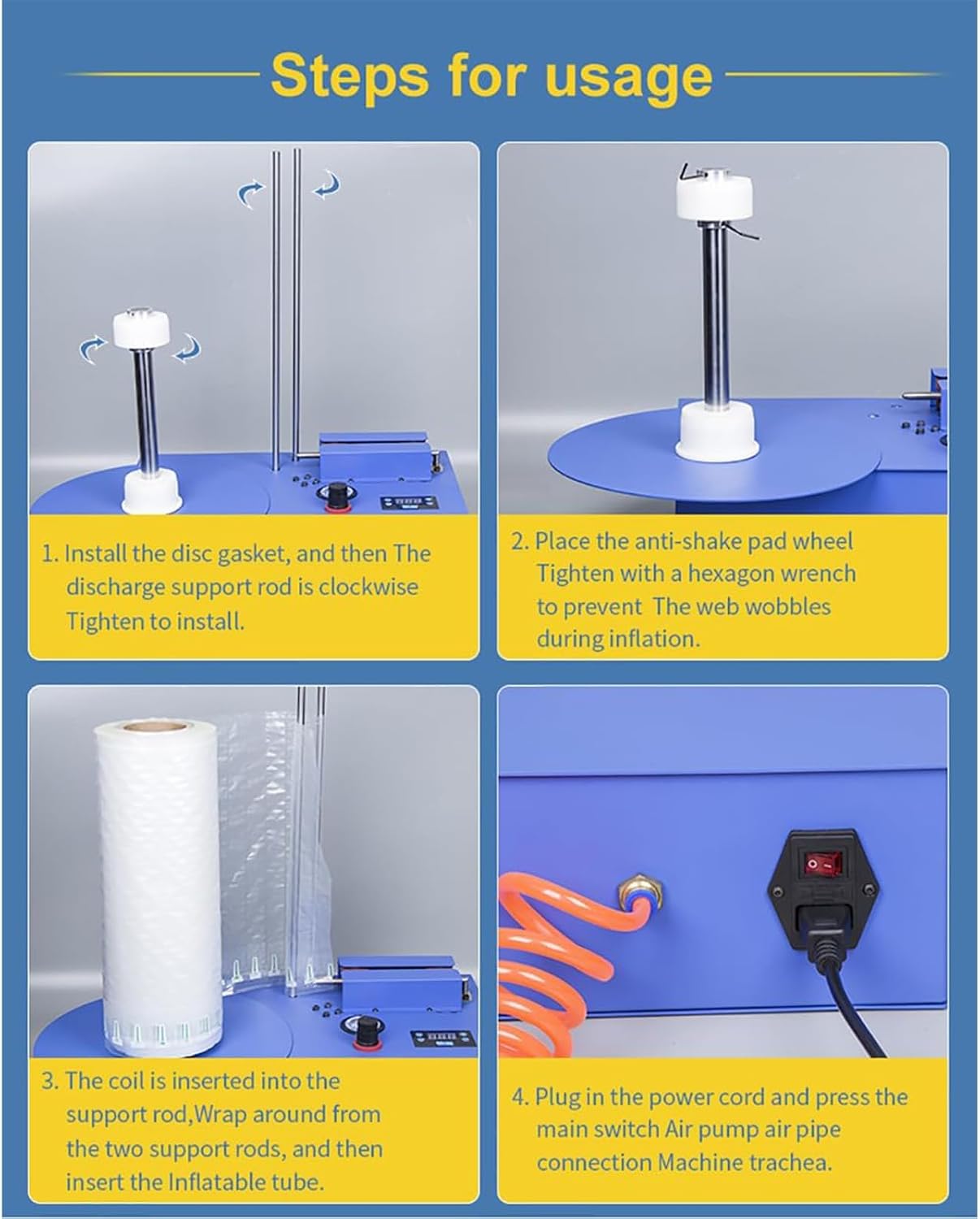 Air Bag Automatic Inflator, Air Pillow Machine for Film Air Bag Packaging, Portable Air Cushion Packaging Machine 12M/Min for Industrial Business