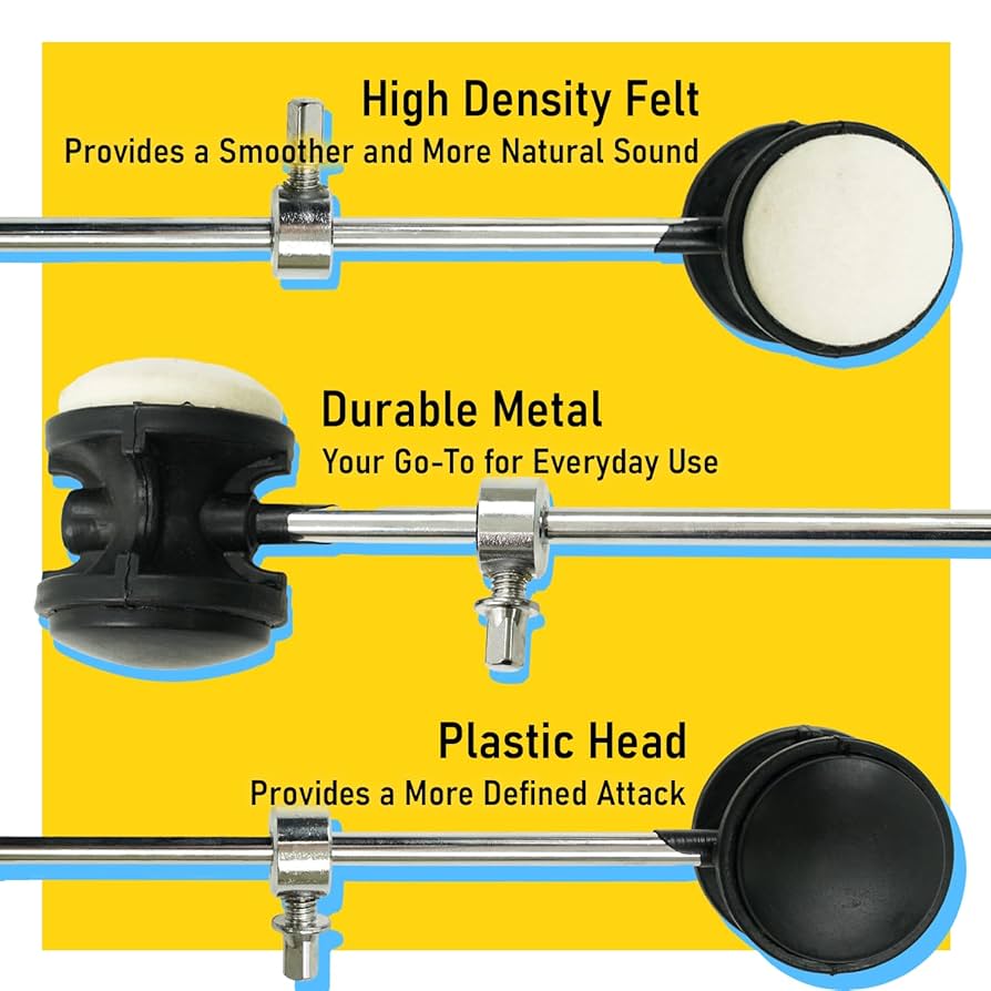 Amazon.com: Stage Rocker Dual Surface Bass Drum Beater, Felt