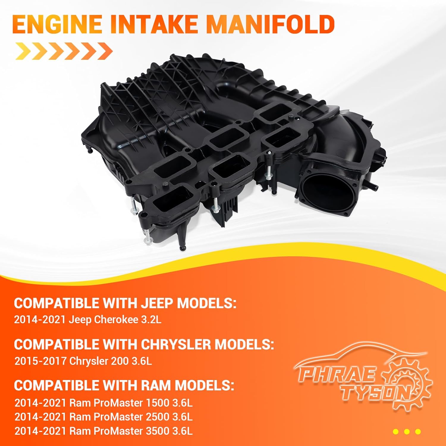 Engine Intake Manifold Compatible with 2014-2021 Jeep Cherokee 3.2L, 2015-2017 Chrysler 200, 2014-2021 Ram ProMaster 1500 2500 3500 3.6L Replaces # 68240667AC