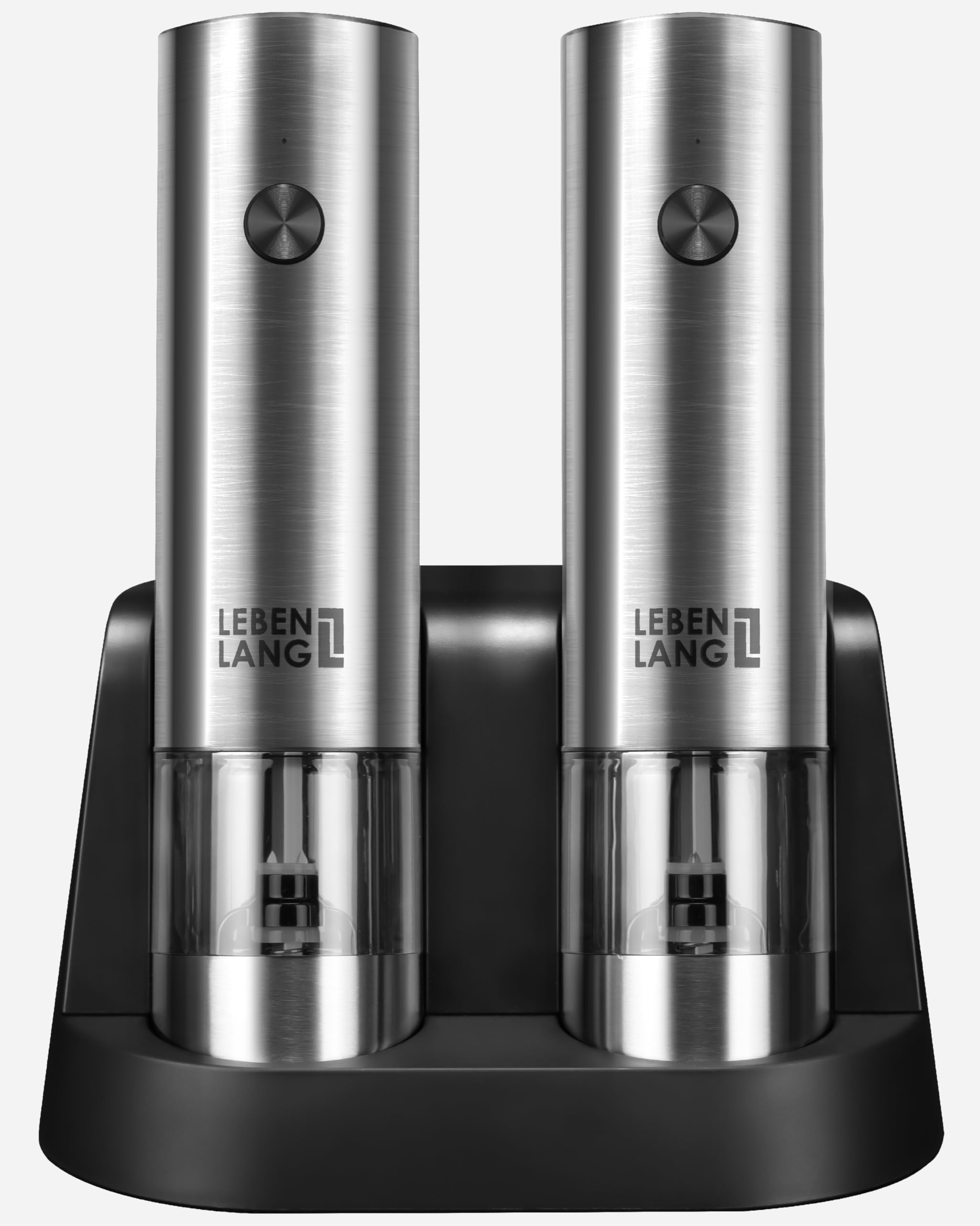 Lot De 2 Moulins à Poivre Électriques SIMPLETASTE - Acier Inoxydable & Céramique - Argent