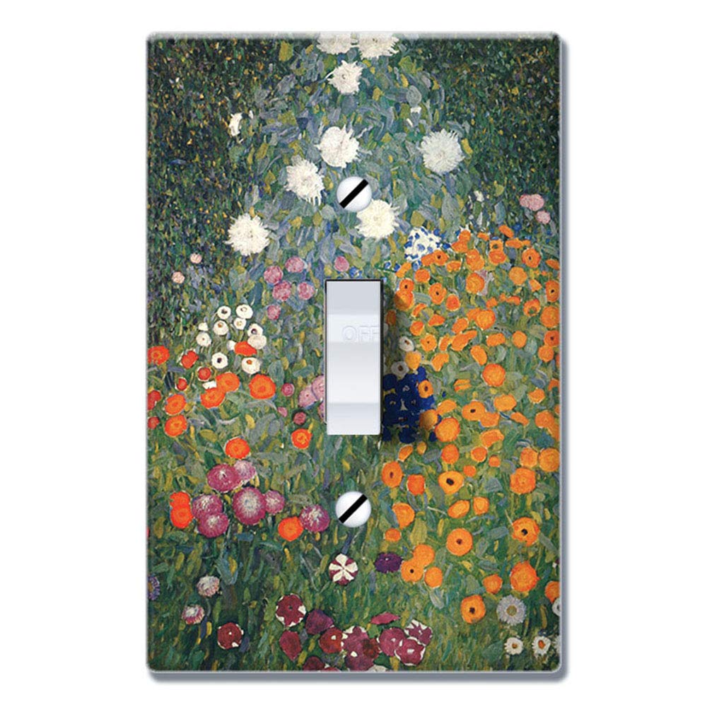WIRESTER Single Gang Toggle Light Switch Plate/Wall Plate Cover - Gustav Klimt Flower Garden