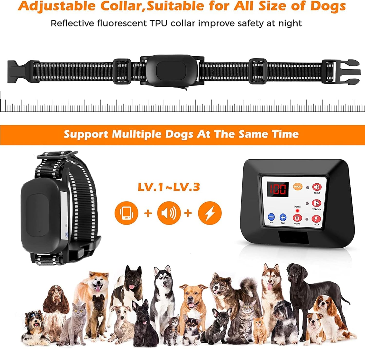 Wireless Dog Fence,Electric Fence with Remote Training Collar,Boundary Containment System for Stubborn Dogs,IP65 Waterproof,Adjustable Signal Range,for All Dogs,for2dogs