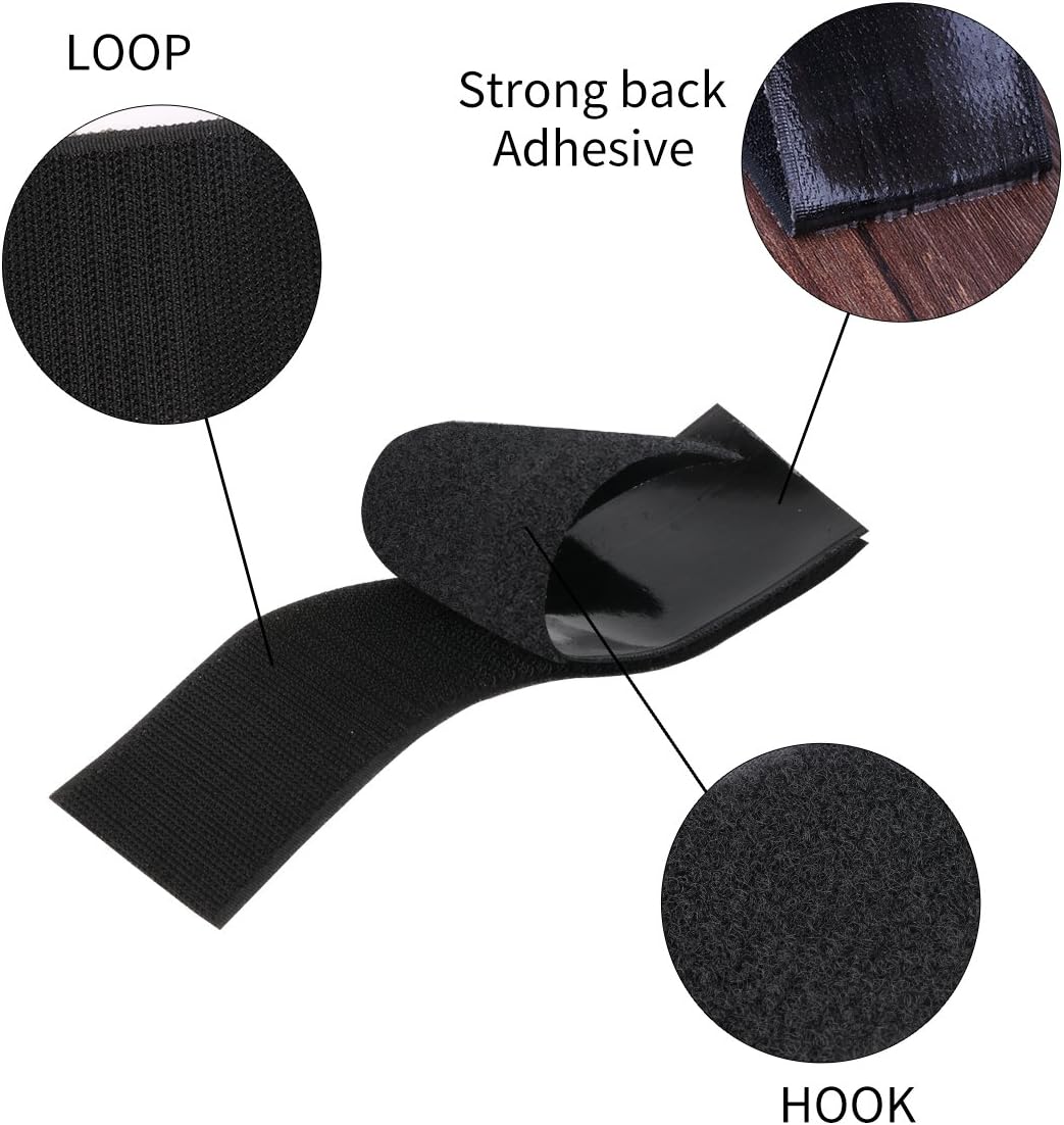 Trubatis 2'' Self Adhesive Hook and Loop 5.4 Yards Tape Fastener Sticky Back (Black)