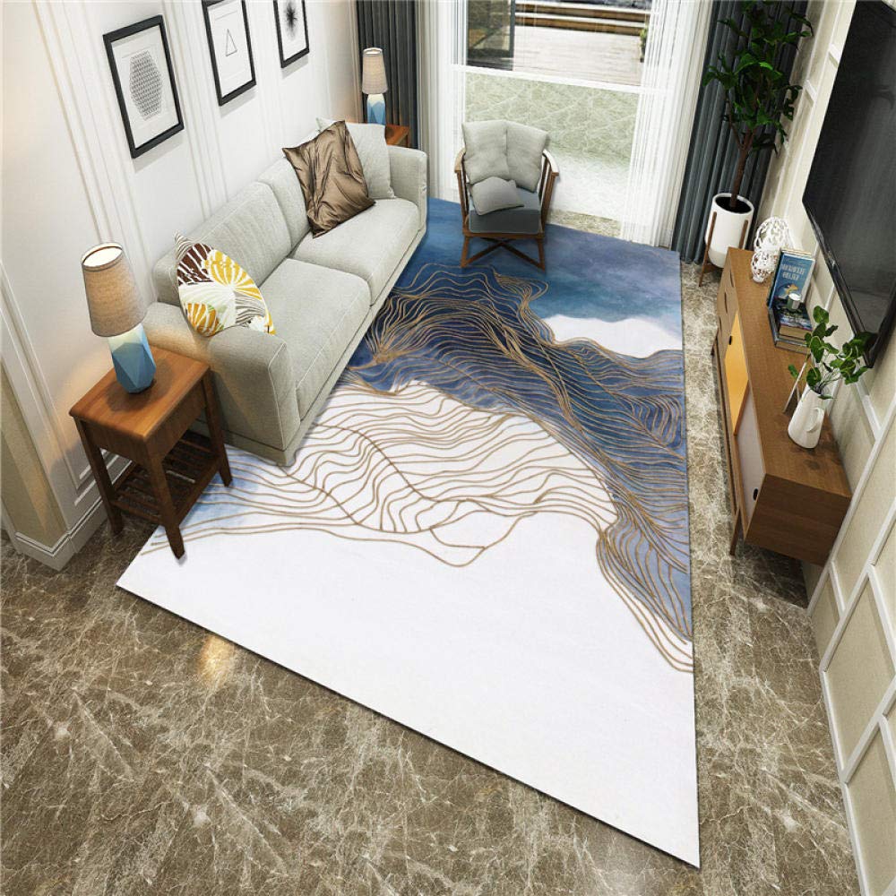 Tapis antidérapant pour la salle à manger au motif bleu moderne 200x300cm