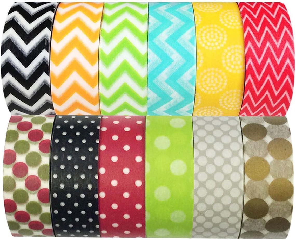 Allydrew Washi Tapes Decorative Masking Tapes, Set of 12, ADSET28