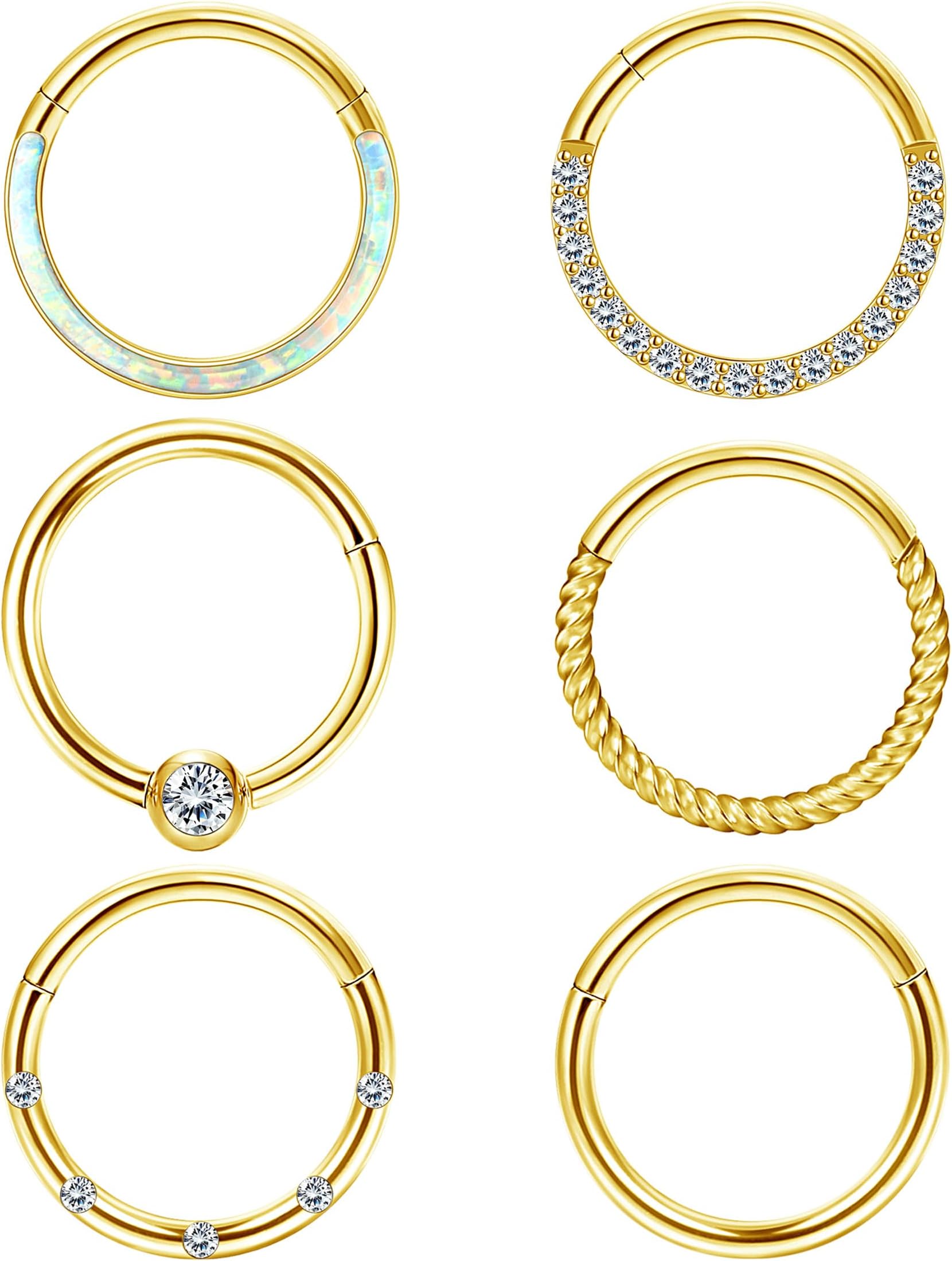 LOLIAS Septum Rings 16G 18G Surgical Steel Nose Rings Hoops for Women Seamless Clicker Hinged Segment Hoop Lip Nose Rings Conch Lip Helix Cartilage Earring Septum Jewelry Lip Nose Daith Hlix Piercing Jewelry 8MM 10MM 12MM