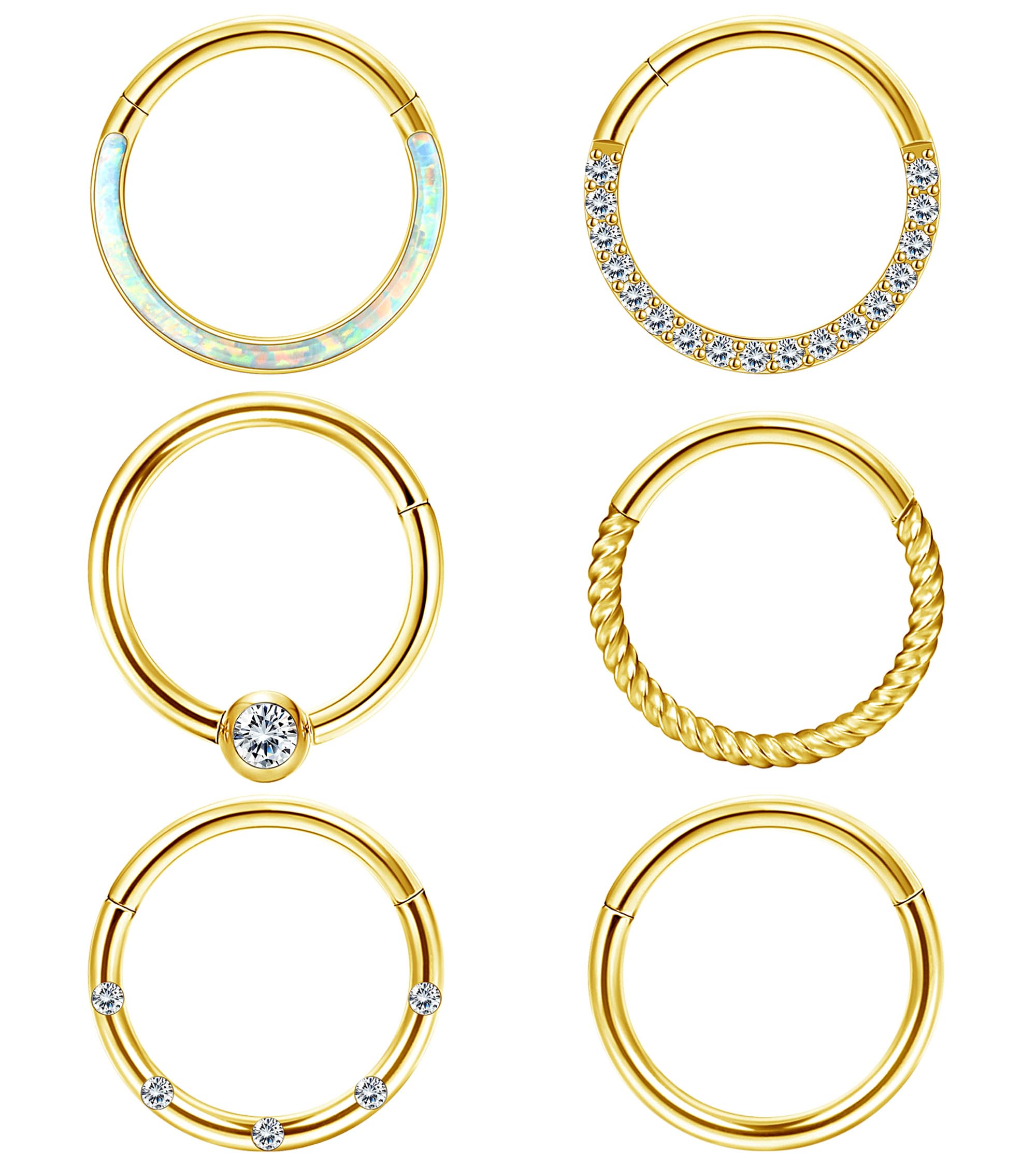 LOLIAS Septum Rings 16G 18G Surgical Steel Nose Rings Hoops for Women Seamless Clicker Hinged Segment Hoop Lip Nose Rings Conch Lip Helix Cartilage Earring Septum Jewelry Lip Nose Daith Hlix Piercing Jewelry 8MM 10MM 12MM