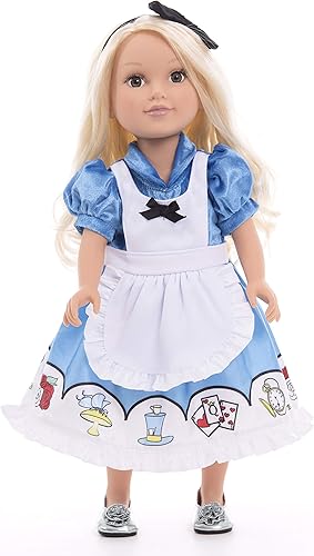 Little Adventures Vestido de princesa Alice con diadema, lavable a máquina, ropa de fiesta y juego de simulación para niños, sin purpurina, muñeca disponible en Yaxa Colombia