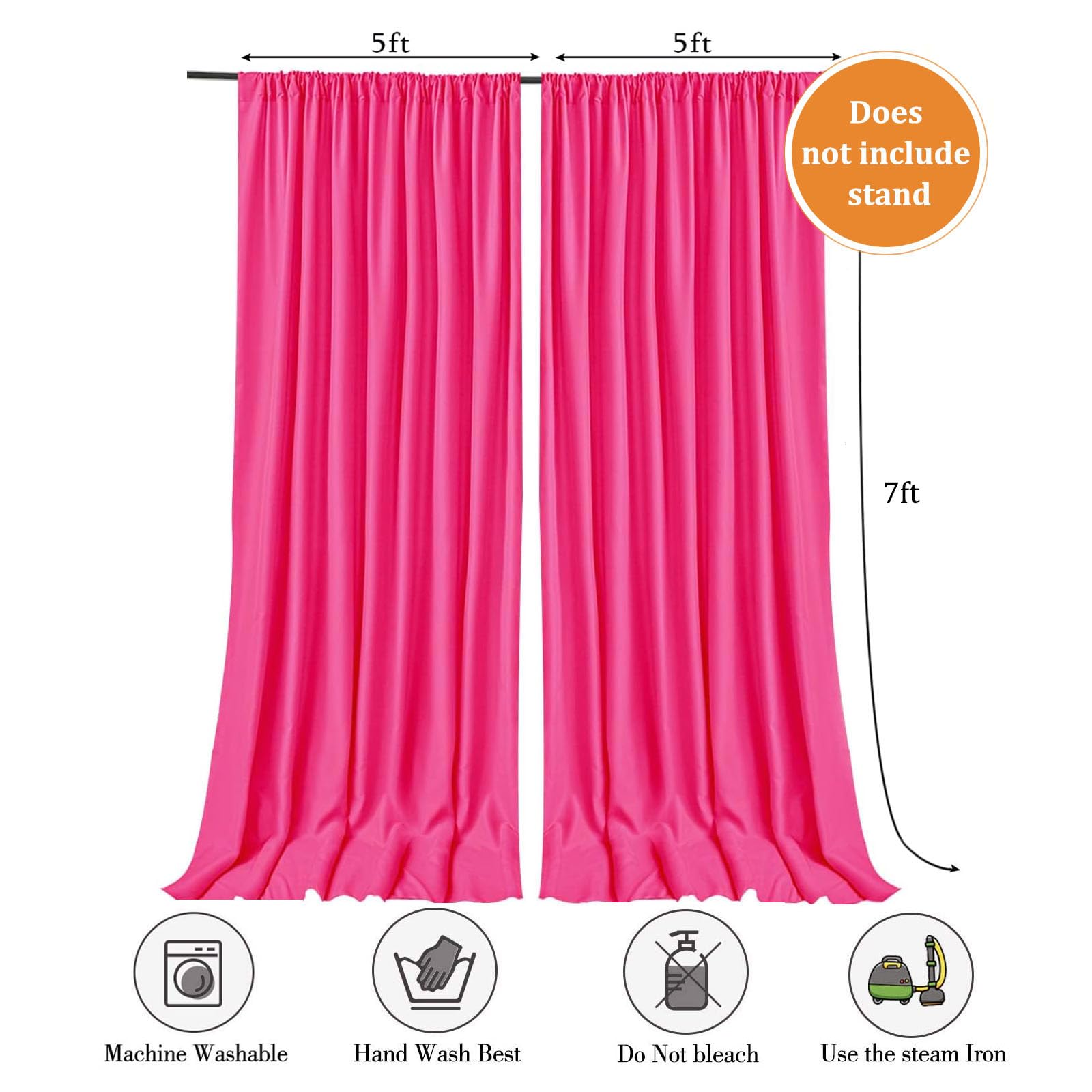 10 x 7 Feet Fuschia Backdrop Curtain for Parties, Background Curtains for Photoshoot, Birthday, Wedding, Valentine's Day, Mardi Gras, New Year Party Decorations 5Ft x 7Ft, 2 Panels
