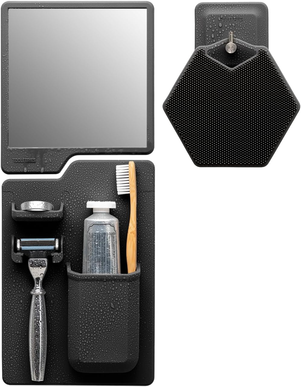 TOOLETRIES The Harvey & Oliver and Body Scrubber & Storage Hook Bundle - Charcoal