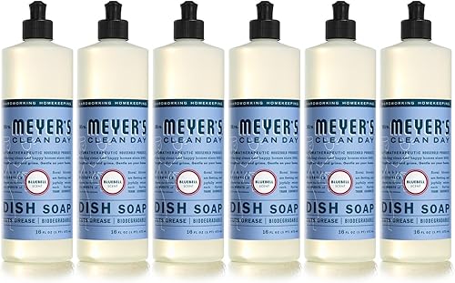 Mrs. Meyer's Clean Day - Detergente líquido para platos, aroma a albahaca, fórmula biodegradable, paquete de 6 unidades, 16 fl oz