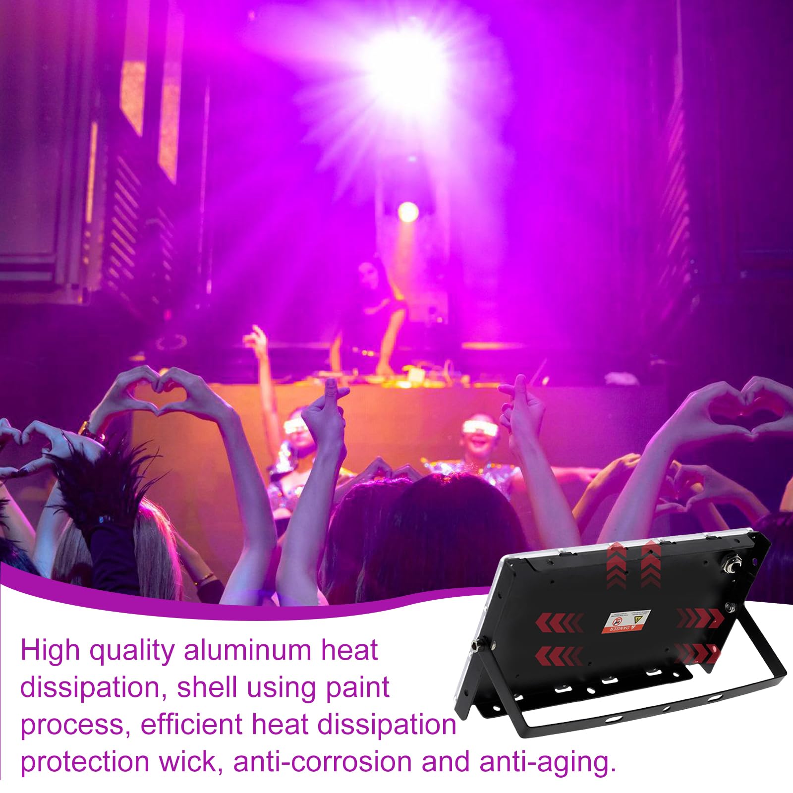 100W LED UV Schwarzlicht LED Strahler, LichtFarbe Rosa, Led Schwarzlichtlampe IP66 Wasserdicht UV Strahler, 395-400nm UV Fluter mit Stecker, Schwarzlicht für Glow Party, Blacklight, Party Zubehör